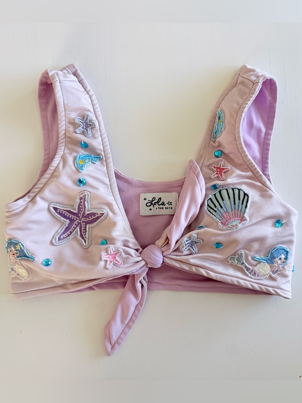 Lola + The Boys Lilac Mermaid Magic tie front Bikini Top girls Size 10